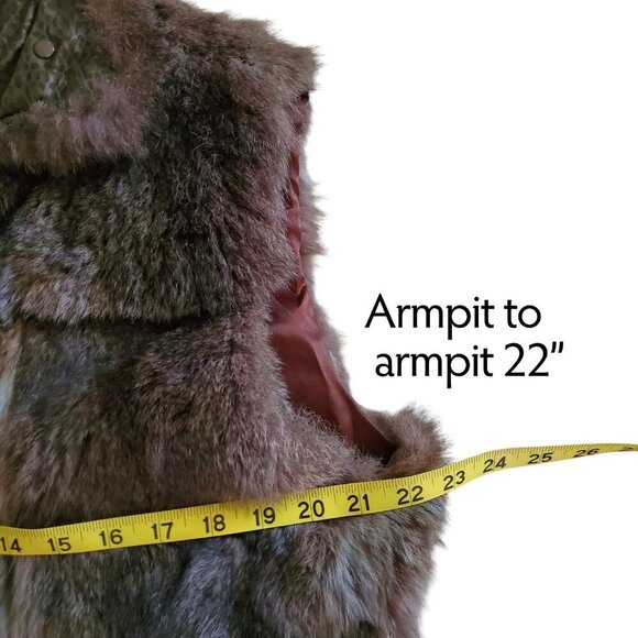 Andrew Marc Vintage New Zealand Opossum Fur Full Zip Leather Collar Vest Brown L - Picture 13 of 16